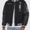 Ghostface Scream Horror Scary Slasher Wool with Leather Varsity Jacket