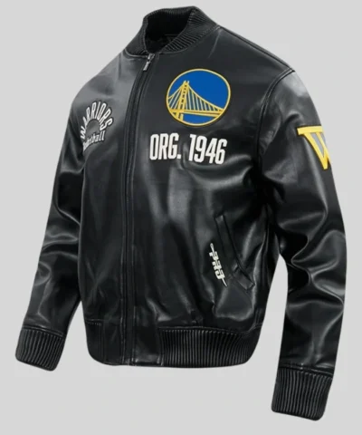 Golden State Warriors Modern Originals Black Leather Jacket