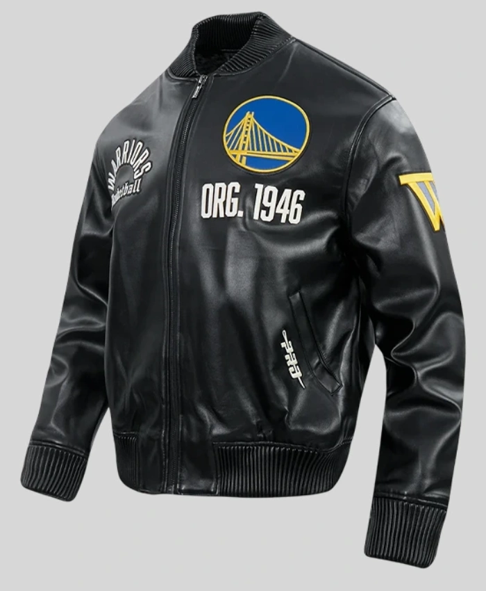 Golden State Warriors Modern Originals Black Leather Jacket