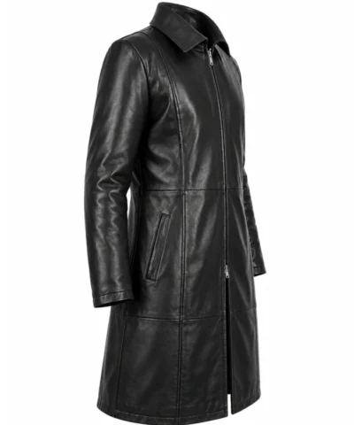 Gothic Style Black Genuine Leather Vampire Coat For Womens