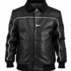 Grab Supreme x Nike Black Leather Varsity Jacket For Men And Women