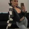 Hailee Steinfeld Sinners Mary Black and White Checkered Moto Jacket