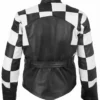 Hailee Steinfeld Sinners Mary Black and White Leather Belted Checkered Moto Jacket