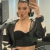 Hailee Steinfeld Sinners Mary White Leather Checkered Moto Jacket