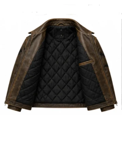Halloween Distressed Brown Leather Jacket