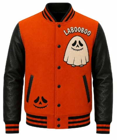 Halloween Labubu Ghostface  Black and Red Leather Jacket
