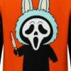 Halloween Labubu Ghostface  Black and Red Varsity Jacket