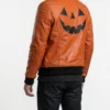 Halloween Pumpkin Orange Leather Jacket for Men and Women