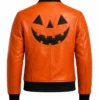Halloween Pumpkin Orange Leather Motorcycle Jacket