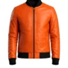 Halloween Pumpkin Orange Leather Motorcycle Jacket for Men and Women