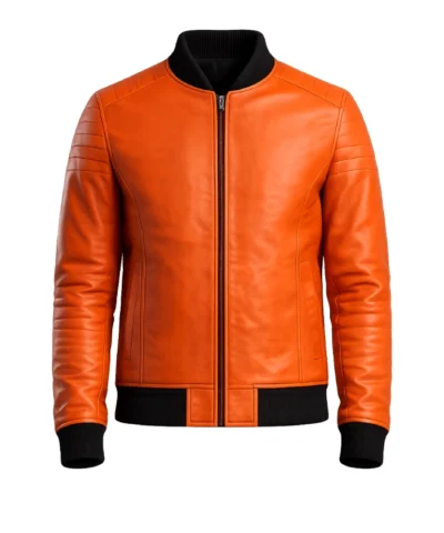 Halloween Pumpkin Orange Leather Motorcycle Jacket for Men and Women
