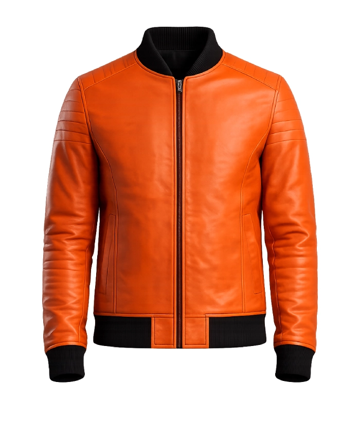 Halloween Pumpkin Orange Leather Motorcycle Jacket for Men and Women