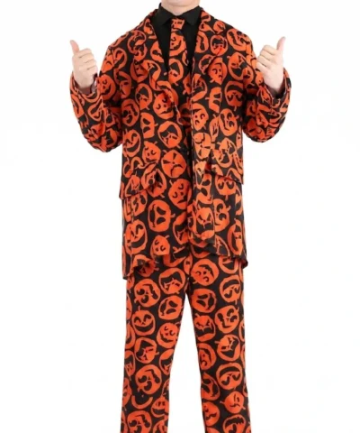 Halloween Pumpkin Printed Suit For Mens 