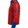 Halloween x Peacemaker Red and Blue Cosplay Biker Jacket On Sale