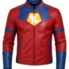 Halloween x Peacemaker Red and Blue Cosplay Leather Jacket On Sale