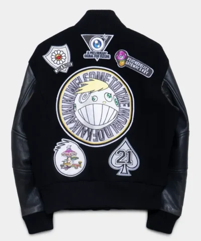 Issey Miyake x Takashi Murakami Leather Varsity Jacket 