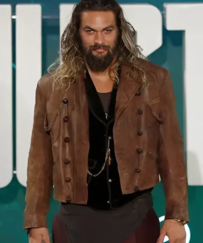 Jason Momoa Film Justice League Aquaman Distressed Leather Jacket