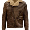 Jason Momoa Movie Justice League Aquaman Brown Leather Shearling Aviator Jacket