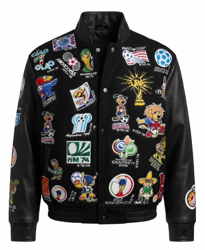 Jeff Hamilton FIFA World Cup 2026 LA Black Patchwork Leather Jacket For Sale