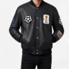 Jeff Hamilton FIFA World Cup We Are 26 Genuine Black Leather Bomber Jacket