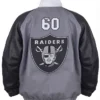 Jeff Hamilton Raiders Vegan Grey Leather Track Jacket On Sale