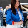 Jordyn Woods New York Knicks Cropped Full Snap Satin Royal Jacket