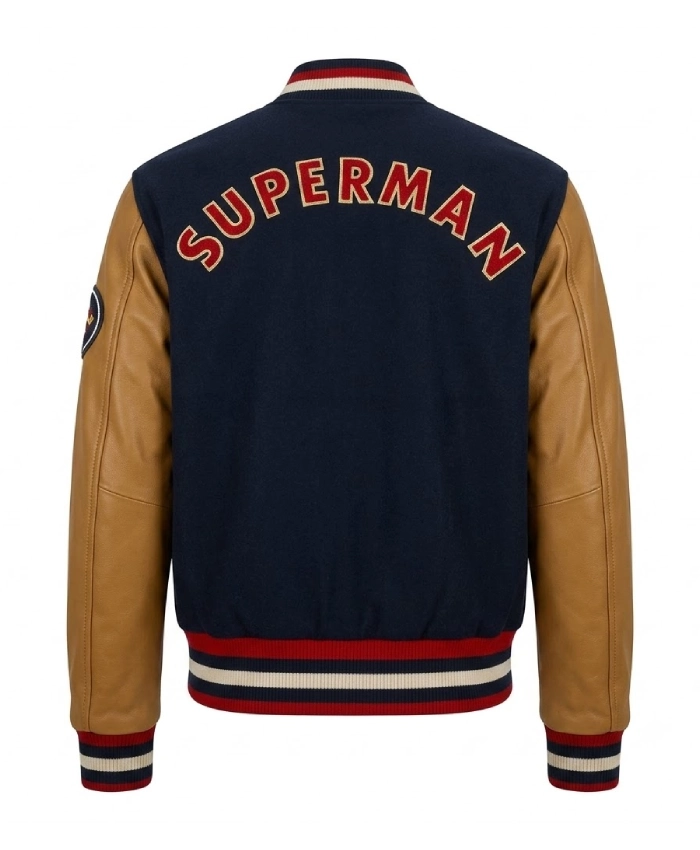 Justice League Superman Full Snap Letterman Jacket