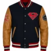 Justice League Superman Full Snap Varsity Letterman Jacket