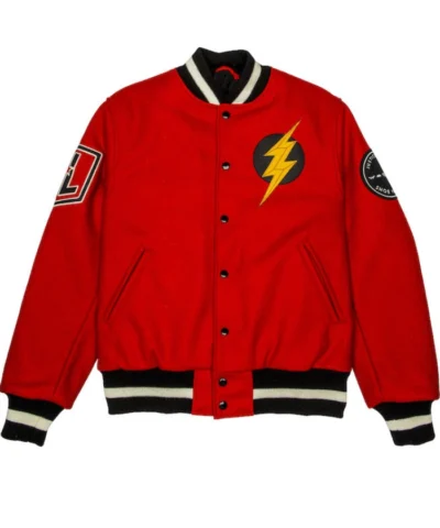 Justice League The Flash Full Snap Red Varsity Wool Jacket