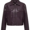 Kayleigh Leather Purple Bomber Jacket