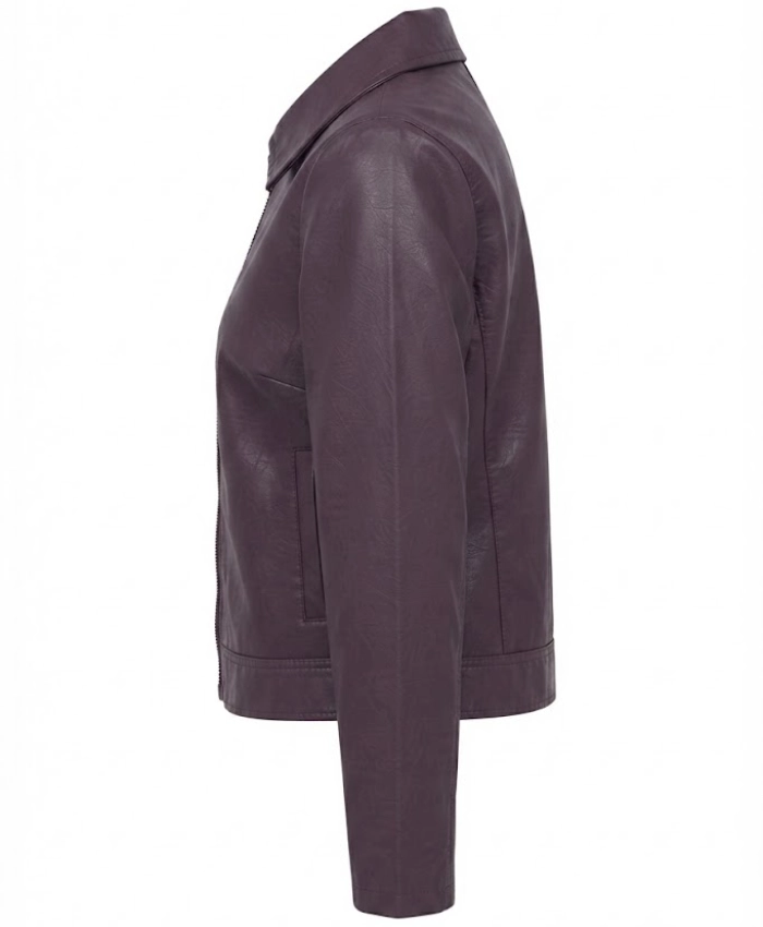 Kayleigh Leather Purple Bomber Jacket On Sale