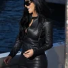 Kim Kardashian Formula 1 Grand Prix 2026 Weekend Monaco Black Leather Jacket 
