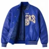 Knicks Chrome Hearts Full Snap Blue Varsity Jacket On Sale