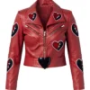 Kylie Cantrall Descendants Wicked Wonderland 2026 Red Cropped Leather Jacket