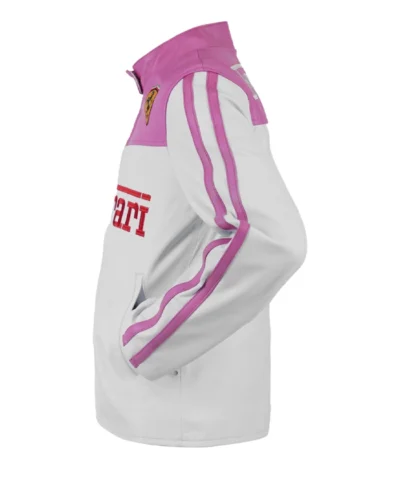 Women Ferrari Pink Leather Racing Jacket