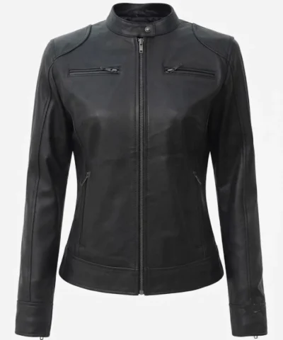 Lambskin Leather Biker Style Jacket On Sale