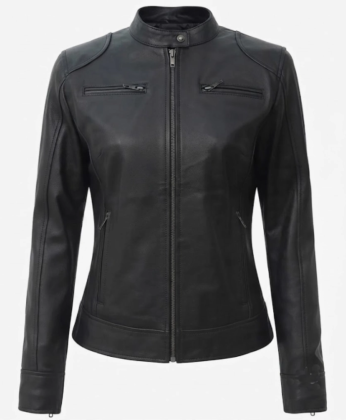 Lambskin Leather Biker Style Jacket On Sale