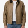 Leather Barn Jacket with Raglan Sleeves