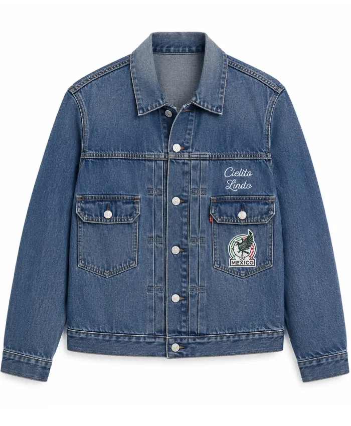 Levis Mexico Football Type II Blue Denim Jacket For Men and Women