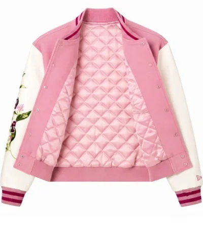 Los Angeles Dodgers Floral Pink Varsity Jacket For Sale
