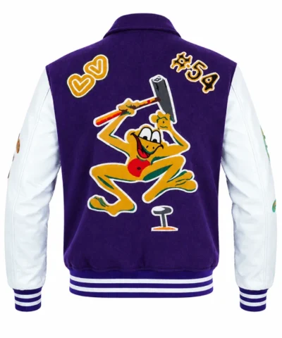 Louis Vuitton Purple and White Full Snap Varsity Jacket