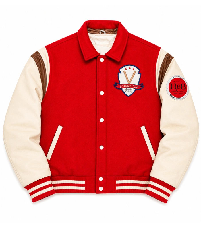 Louisville Slugger 80s Full Snap Red Leather Jacket