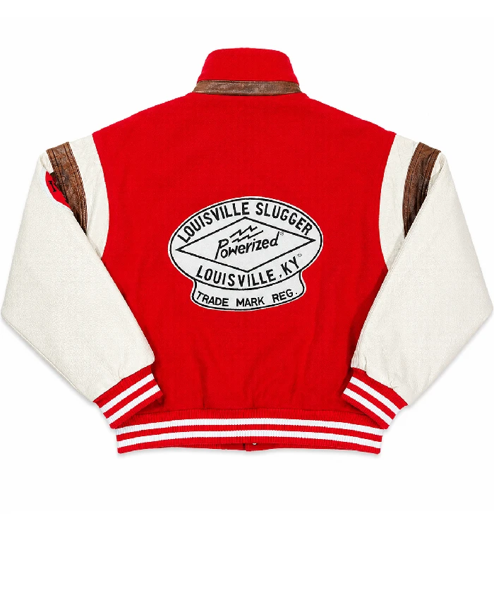 Louisville Slugger 80s Full Snap Red Leather Varsity Jacket