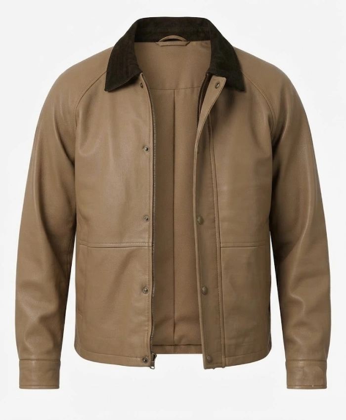 Mens Beige Barn Jacket with Raglan Sleeves