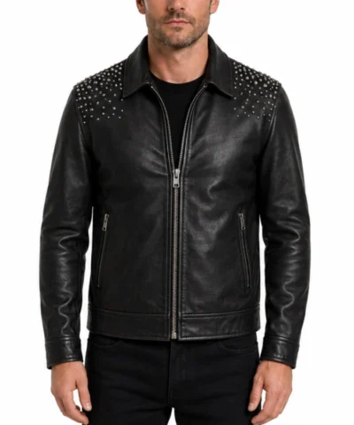 Mens Black Studded Leather Jacket