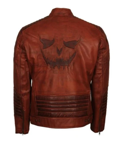 Mens Brown Killing Joke Real Leather Biker Jacket