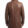 Mens Cognac Brown Leather Car Coat