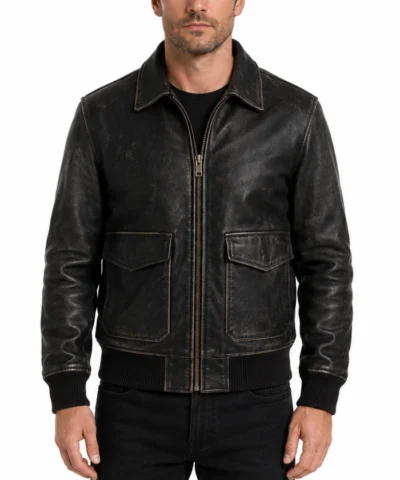 Mens Distressed A2 Leather Bomber Jacket