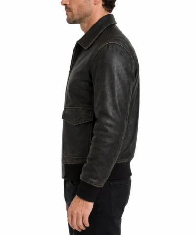 Distressed A2 Bomber Leather Jacket for Mens