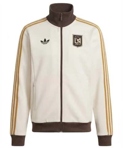 Mens LAFC Adidas Originals Tan Anthem Full Zip Beige Track Jacket